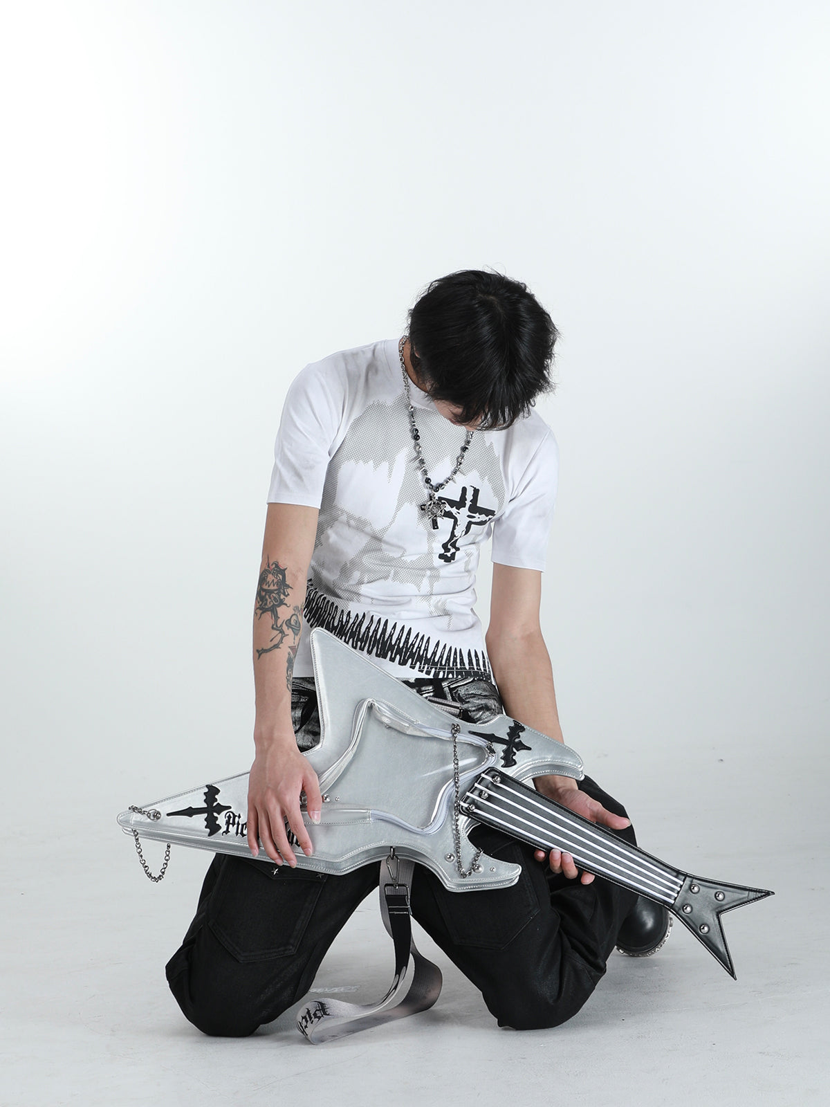 PickleClub "Dark Cross" Bass & Electric Guitar-Themed Ita Bag — Streetwear Style, Unique Single-Shoulder Crossbody Bag
