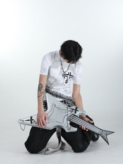 PickleClub "Dark Cross" Bass & Electric Guitar-Themed Ita Bag — Streetwear Style, Unique Single-Shoulder Crossbody Bag