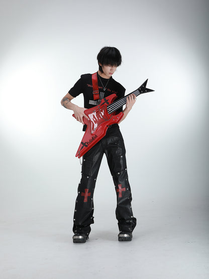 PickleClub "Dark Cross" Bass & Electric Guitar-Themed Ita Bag — Streetwear Style, Unique Single-Shoulder Crossbody Bag