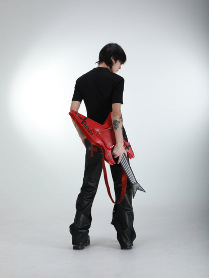 PickleClub "Dark Cross" Bass & Electric Guitar-Themed Ita Bag — Streetwear Style, Unique Single-Shoulder Crossbody Bag