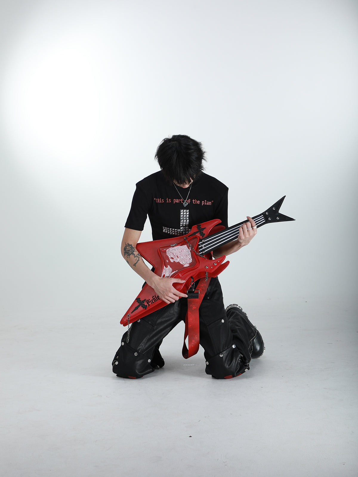 PickleClub "Dark Cross" Bass & Electric Guitar-Themed Ita Bag — Streetwear Style, Unique Single-Shoulder Crossbody Bag