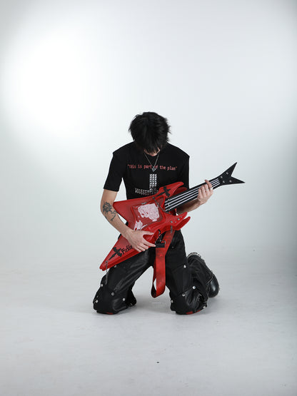 PickleClub "Dark Cross" Bass & Electric Guitar-Themed Ita Bag — Streetwear Style, Unique Single-Shoulder Crossbody Bag