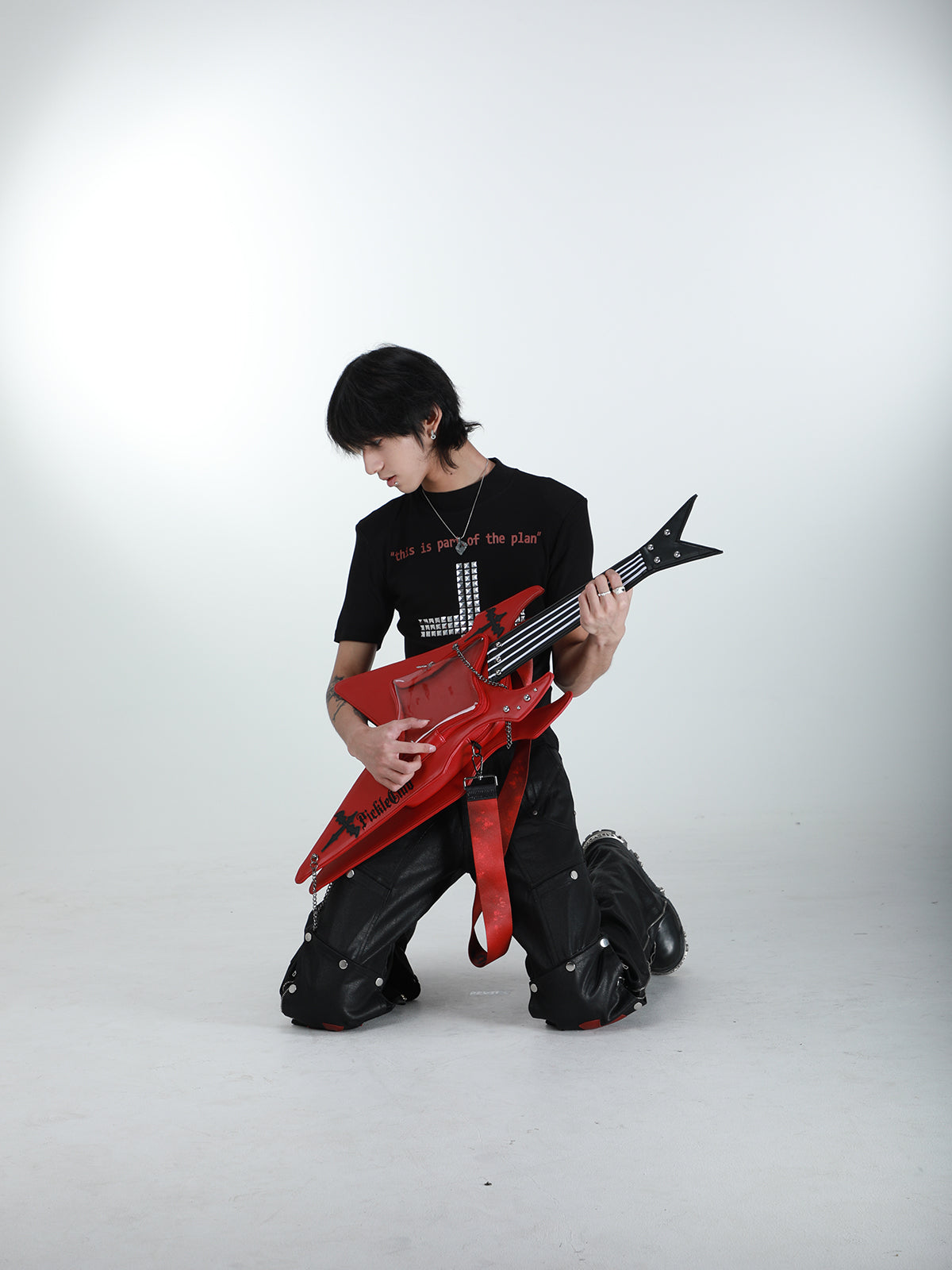 PickleClub "Dark Cross" Bass & Electric Guitar-Themed Ita Bag — Streetwear Style, Unique Single-Shoulder Crossbody Bag